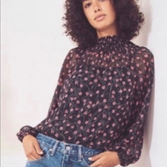 New With Tag Elizabeth And James Beautiful Black Sheer Floral Blouse - Picture 3 of 9